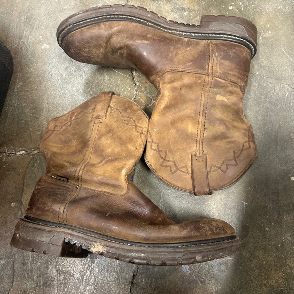 Rocky 115W Mens Steel Toe Work Boots Brown Leather Western Style Size 11.5